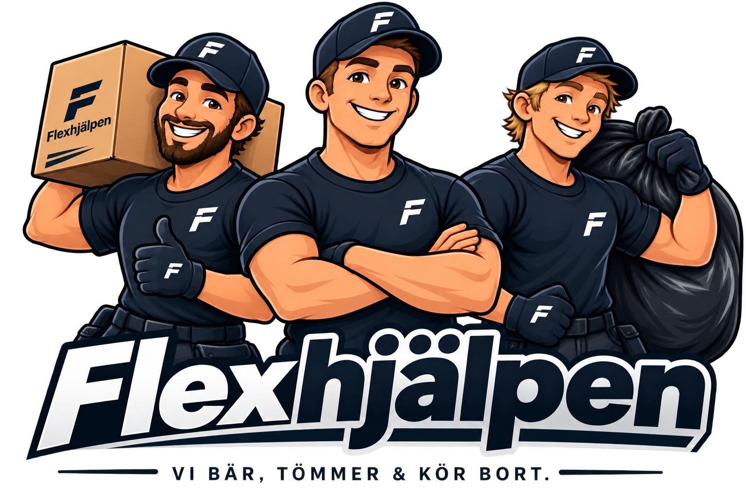 Flexhjälpens glada team som hjälper till med bortforsling